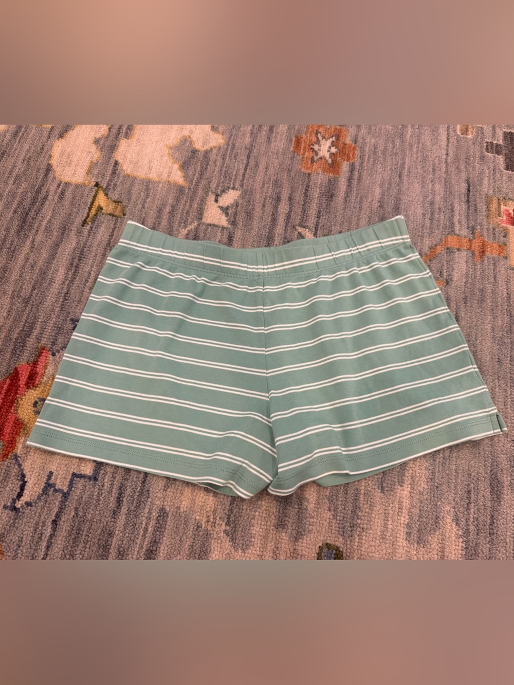 LAKE Pajamas Pima Shorts in Meadow Stripe size Medium green white